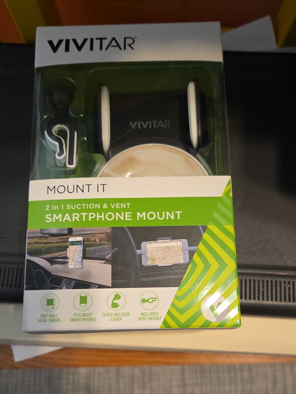 Vivitar Black & White Smartphone Mount - 2-in-1 Suction & Vent